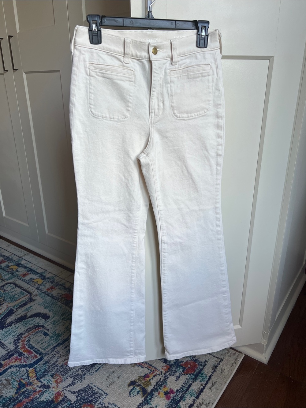J.Crew 96 Vintage Flare Jeans Natural Ecru Off-White Cream Denim size 26